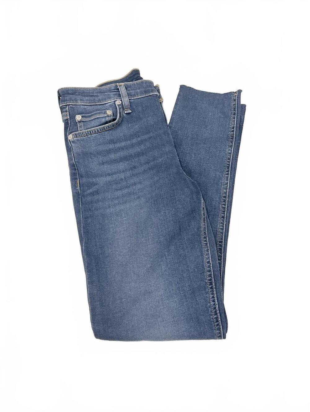 Rag & Bone Cate Mid Rise Ankle Skinny Jeans Distressed Raw Hem Blue Size 27
